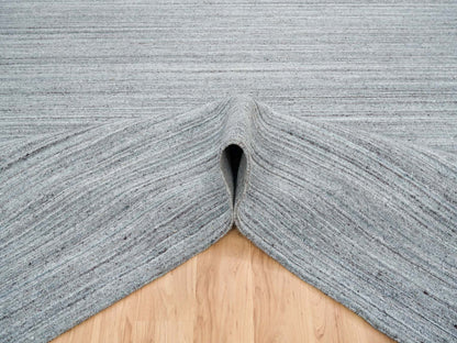 Grey 12'0" x 12'0" Modern / Contemporary Handloom Wool Rug - Sku: O065558
