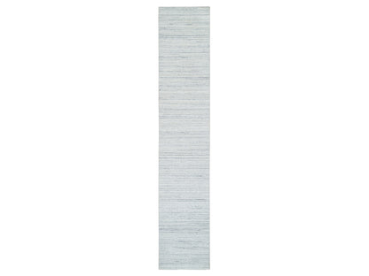 Ivory 2'8" x 14'0" Modern and Contemporary Handloom Wool Rug - Sku: O065569