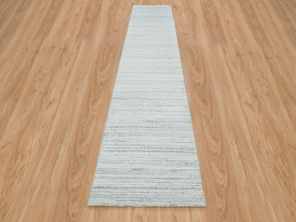 Modern / Contemporary hand-knotted wool runner in Ivory, 2'8" x 14' — SKU O065569 (view 2)