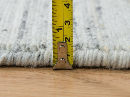 Ivory 2'8" x 14'0" Modern and Contemporary Handloom Wool Rug - Sku: O065569
