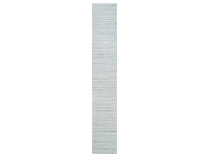Modern / Contemporary hand-knotted wool runner in Ivory, 2'5" x 15'9" — SKU O065571
