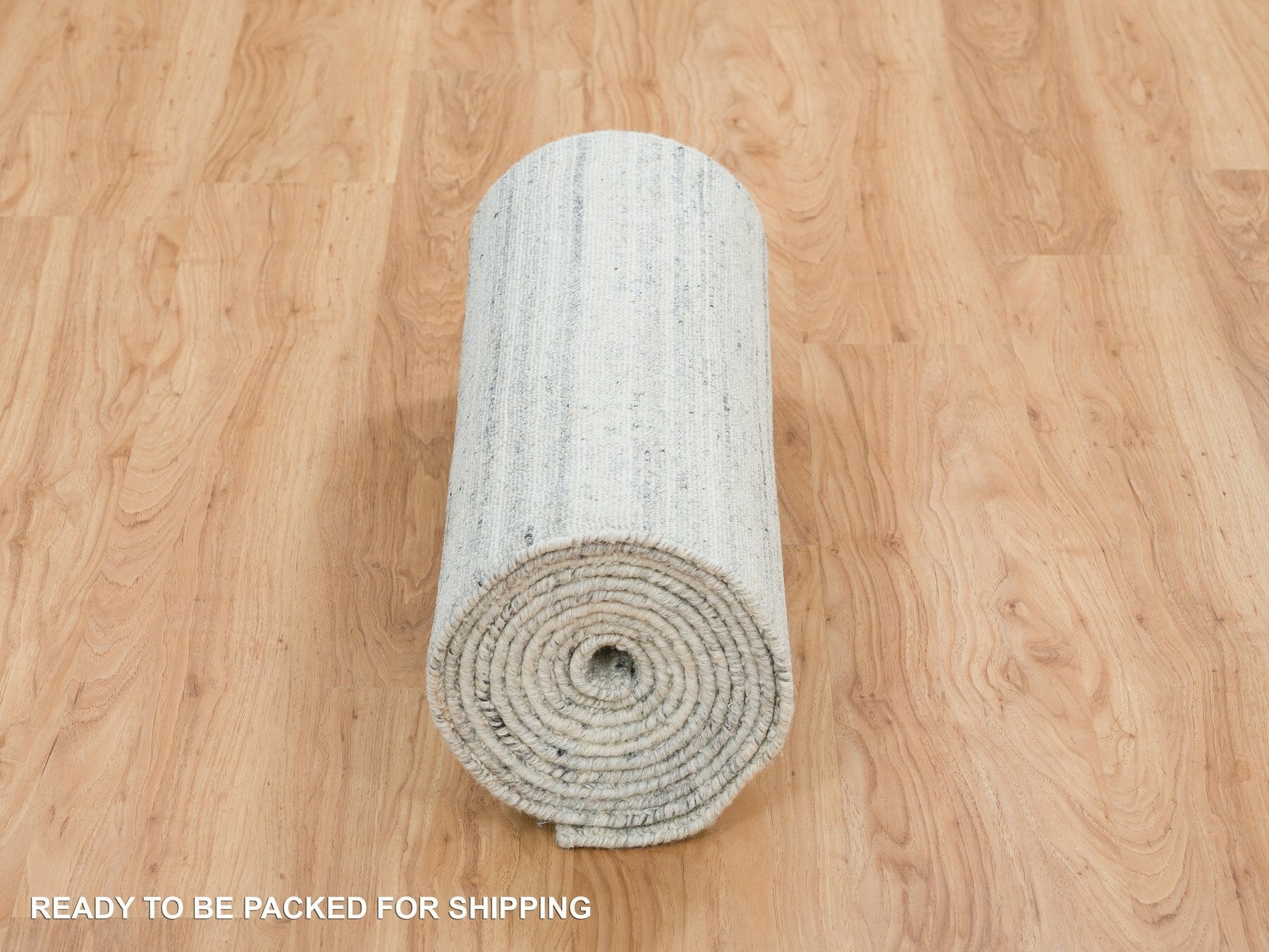 Modern / Contemporary hand-knotted wool runner in Ivory, 2'5" x 15'9" — SKU O065571 (view 6)