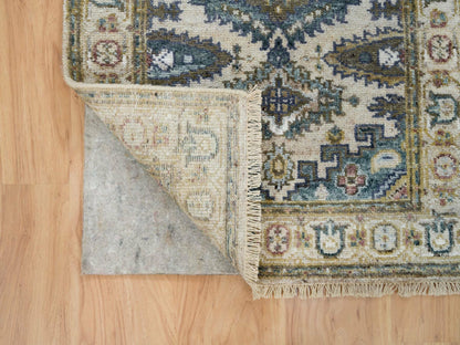 Tribal & Geometric hand-knotted wool runner in Ivory, 2'6" x 9'10" — SKU O065573 (view 3)
