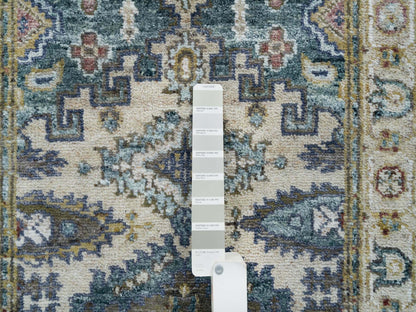 Tribal & Geometric hand-knotted wool runner in Ivory, 2'6" x 9'10" — SKU O065573 (view 4)