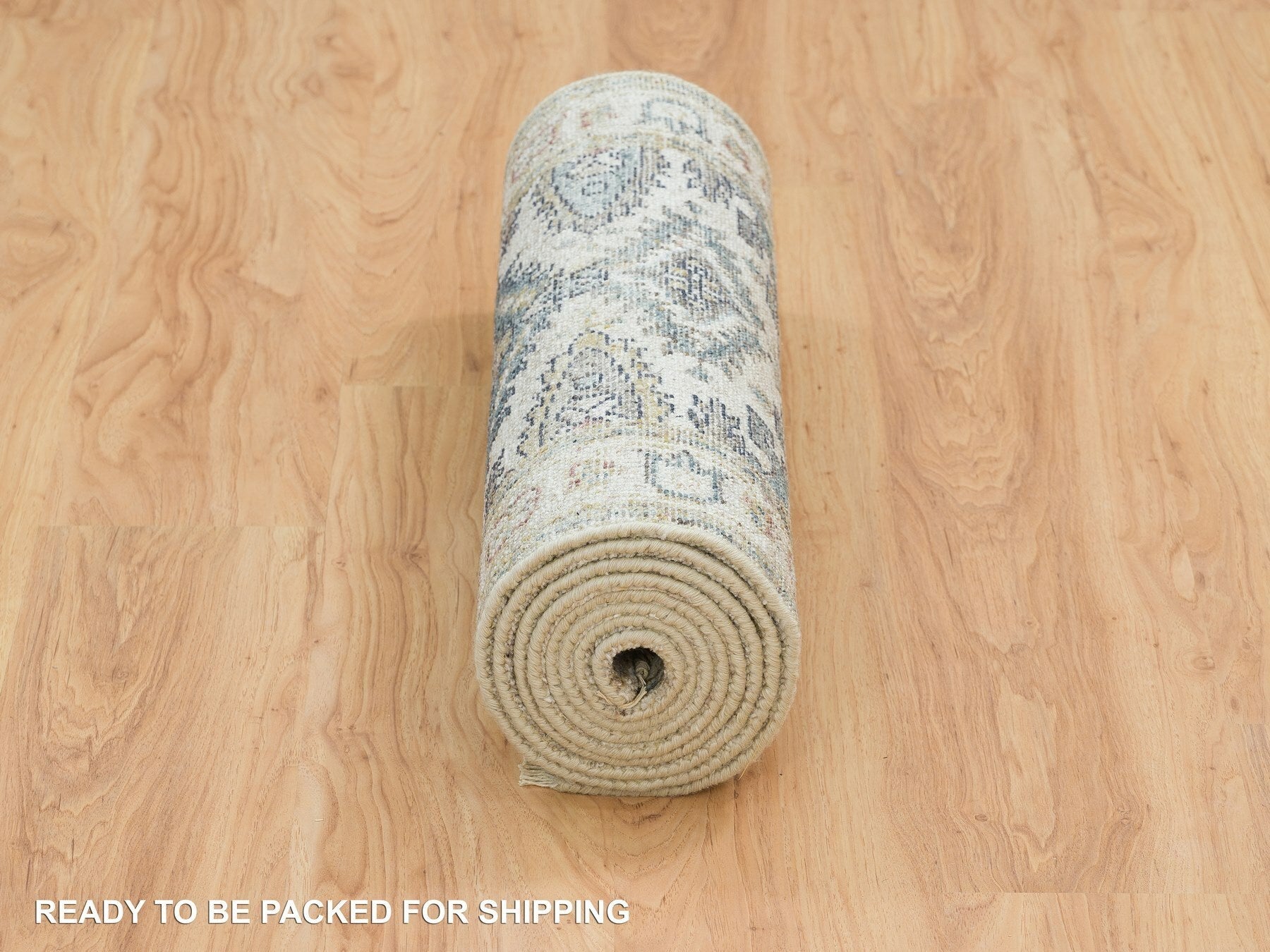 Tribal & Geometric hand-knotted wool runner in Ivory, 2'6" x 9'10" — SKU O065573 (view 6)