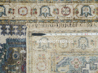 Tribal & Geometric hand-knotted wool runner in Ivory, 2'6" x 9'10" — SKU O065573 (view 8)