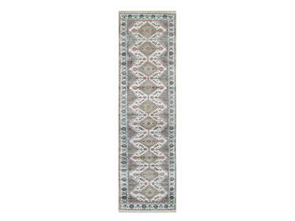 Shiraz Tribal & Geometric hand-knotted wool runner in Ivory, 2'7" x 9'9" — SKU O065574