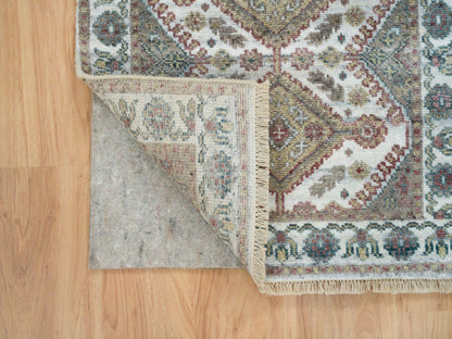 Shiraz Tribal & Geometric hand-knotted wool runner in Ivory, 2'7" x 9'9" — SKU O065574 (view 3)