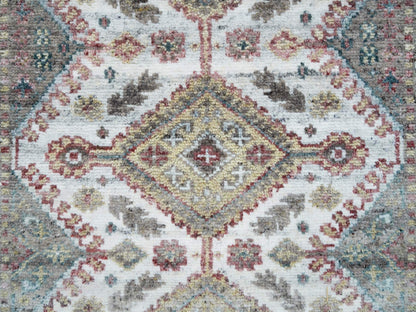 Shiraz Tribal & Geometric hand-knotted wool runner in Ivory, 2'7" x 9'9" — SKU O065574 (view 5)