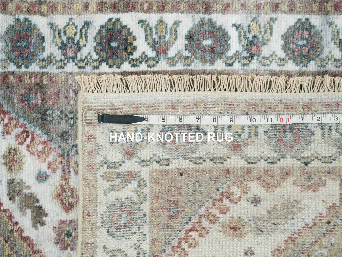 Shiraz Tribal & Geometric hand-knotted wool runner in Ivory, 2'7" x 9'9" — SKU O065574 (view 8)