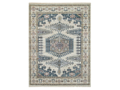 Tribal & Geometric hand-knotted wool rug in Ivory, 7'9" x 10'4" — SKU O065586