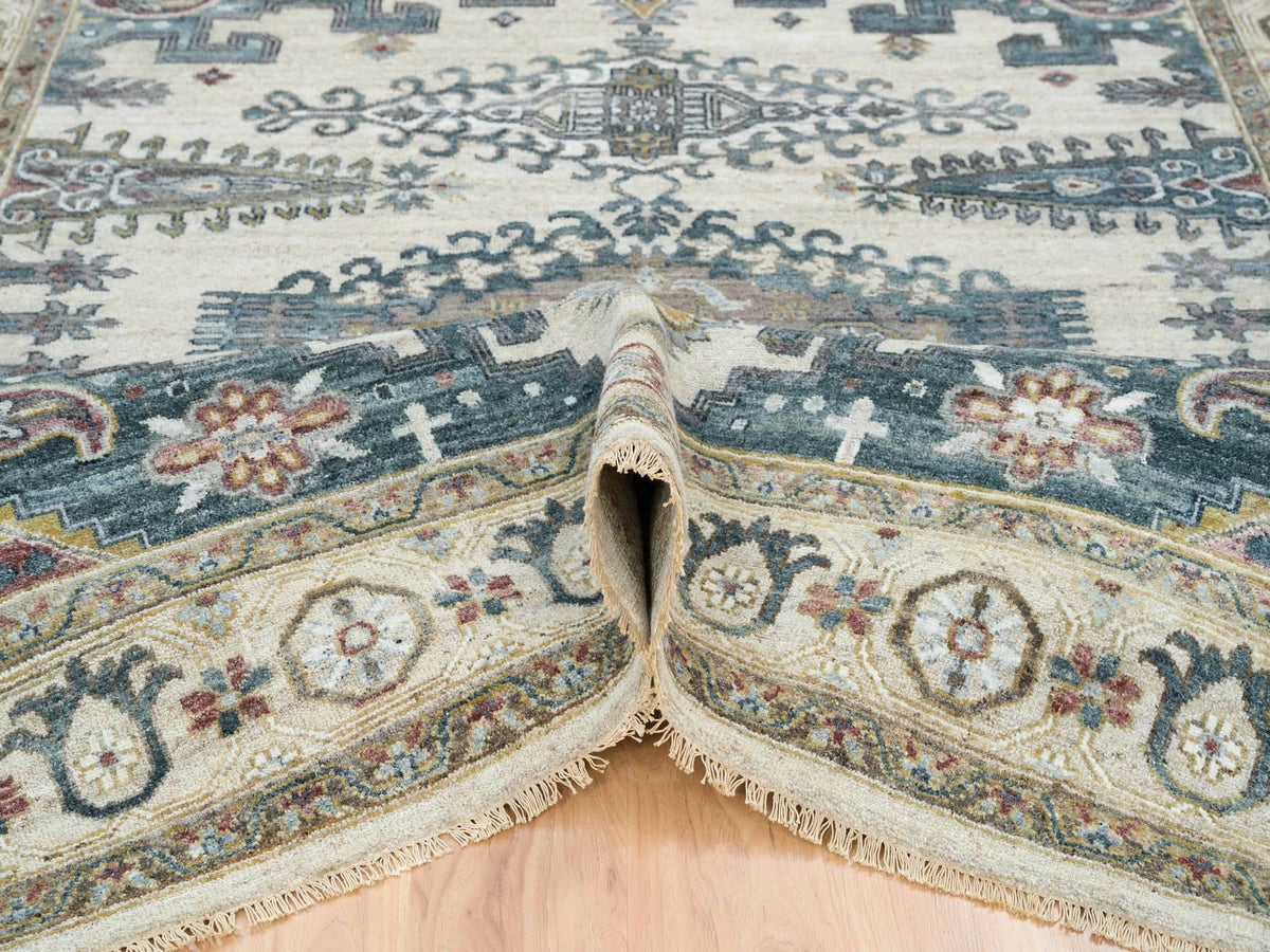 Tribal & Geometric hand-knotted wool rug in Ivory, 7'9" x 10'4" — SKU O065586 (view 5)