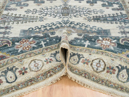 Tribal & Geometric hand-knotted wool rug in Ivory, 7'9" x 10'4" — SKU O065586 (view 5)