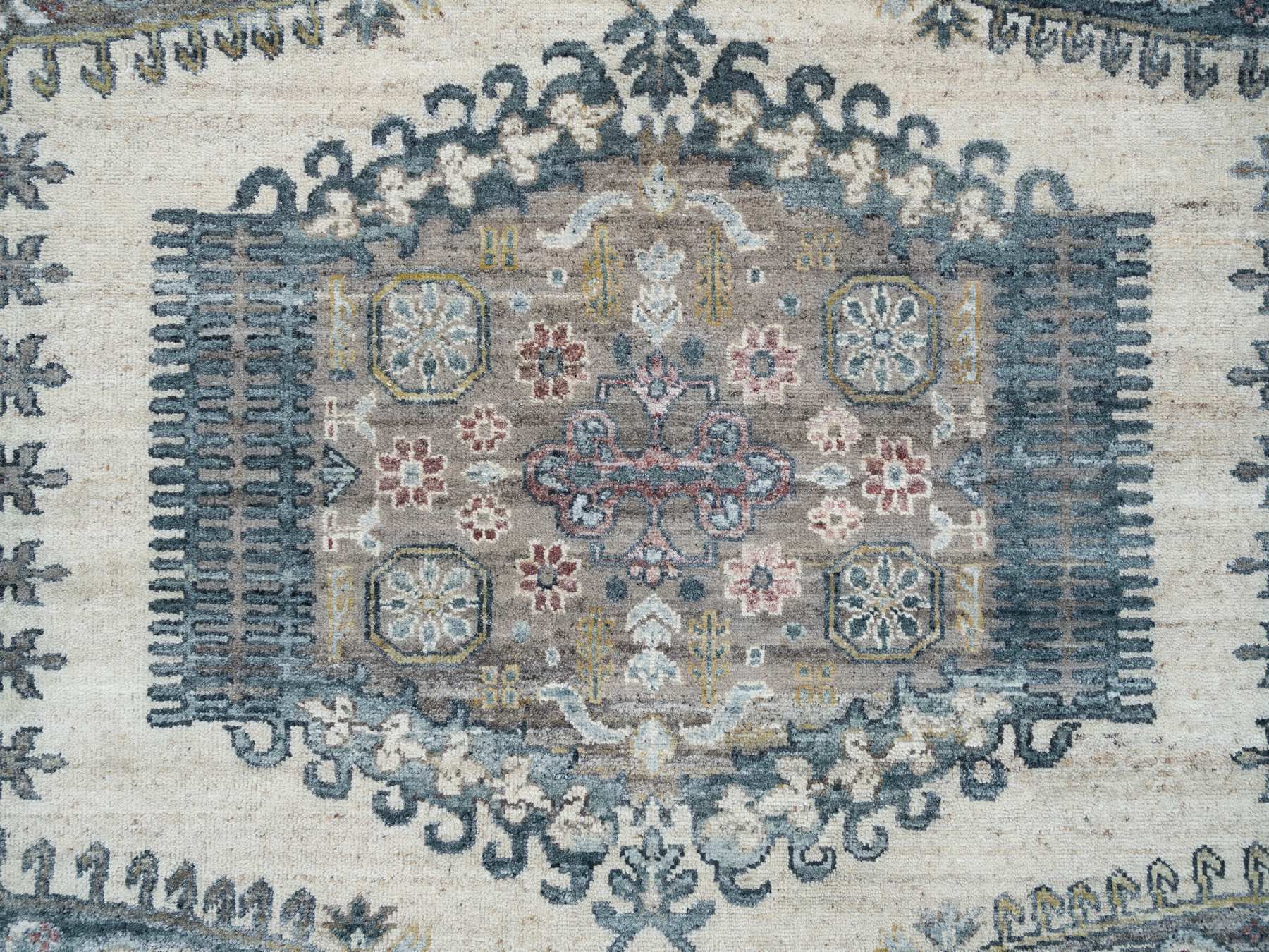Tribal & Geometric hand-knotted wool rug in Ivory, 7'9" x 10'4" — SKU O065586 (view 8)