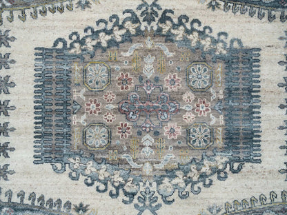 Tribal & Geometric hand-knotted wool rug in Ivory, 7'9" x 10'4" — SKU O065586 (view 8)