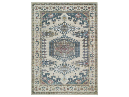 Tribal & Geometric hand-knotted wool rug in Ivory, 10' x 14' — SKU O065595