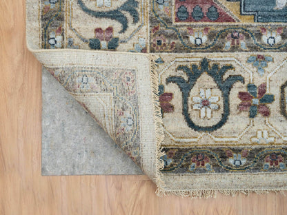 Ivory 10'0" x 14'0" Tribal Hand knotted Wool Rug - Sku: O065595