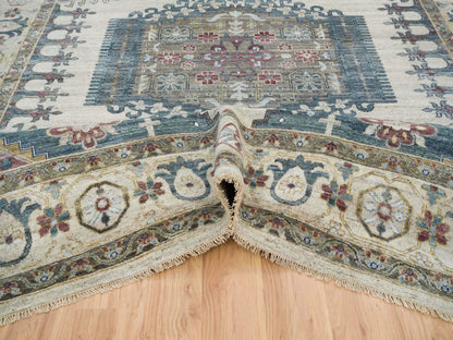 Tribal & Geometric hand-knotted wool rug in Ivory, 10' x 14' — SKU O065595 (view 5)