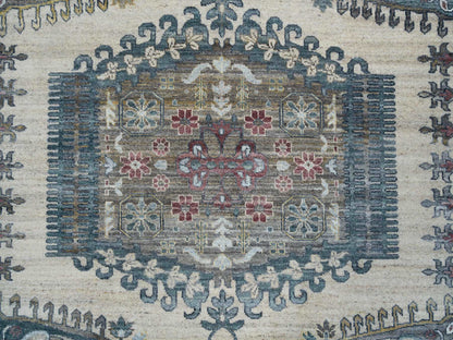 Tribal & Geometric hand-knotted wool rug in Ivory, 10' x 14' — SKU O065595 (view 8)