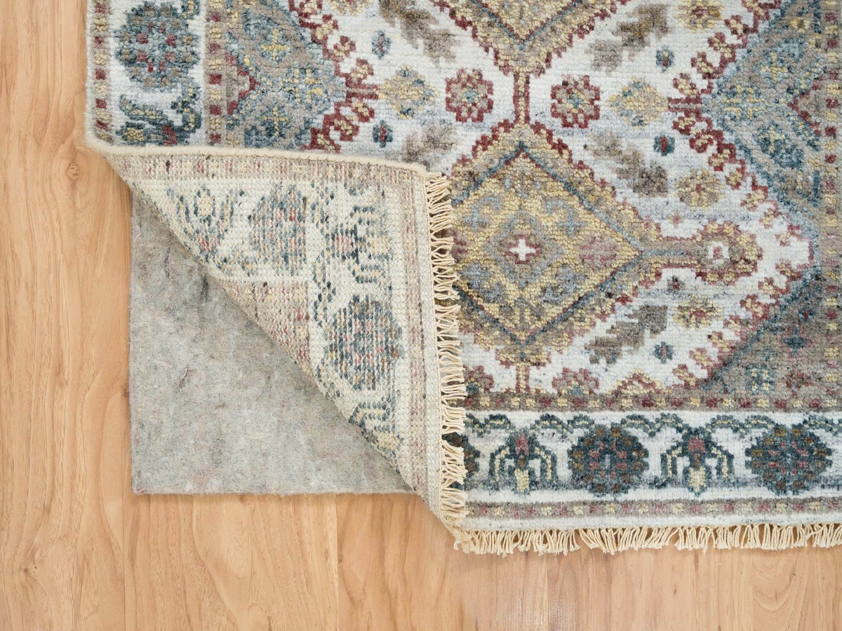 Shiraz Tribal & Geometric hand-knotted wool runner in Ivory, 2'8" x 6' — SKU O065601 (view 3)