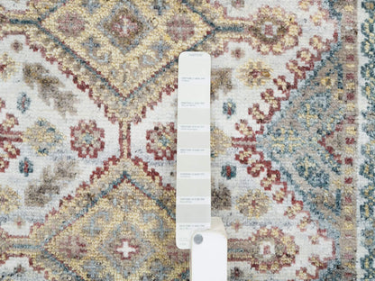 Shiraz Tribal & Geometric hand-knotted wool runner in Ivory, 2'8" x 6' — SKU O065601 (view 4)