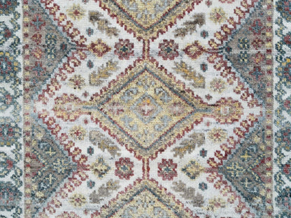 Shiraz Tribal & Geometric hand-knotted wool runner in Ivory, 2'8" x 6' — SKU O065601 (view 5)