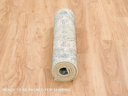Shiraz Tribal & Geometric hand-knotted wool runner in Ivory, 2'8" x 6' — SKU O065601 (view 6)