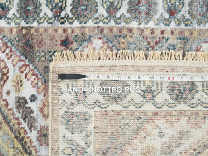 Shiraz Tribal & Geometric hand-knotted wool runner in Ivory, 2'8" x 6' — SKU O065601 (view 8)