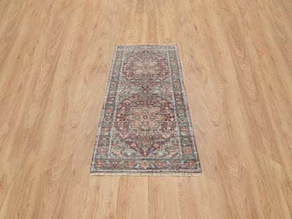 Red 2'7" x 6'0" Tribal Hand knotted Wool Rug - Sku: O065602