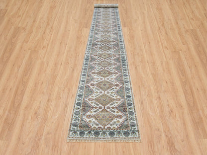 Ivory 2'7" x 18'0" Tribal Hand knotted Wool Rug - Sku: O065610