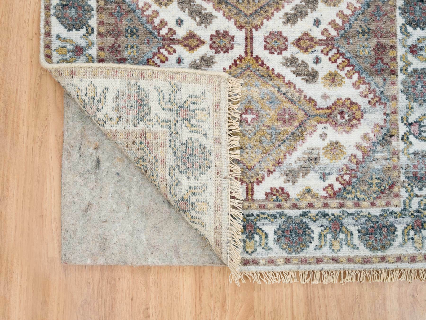 Shiraz Tribal & Geometric hand-knotted wool runner in Ivory, 2'7" x 18' — SKU O065610 (view 3)