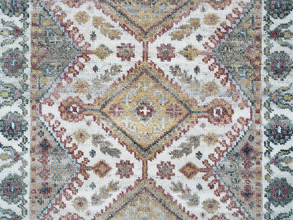 Shiraz Tribal & Geometric hand-knotted wool runner in Ivory, 2'7" x 18' — SKU O065610 (view 5)