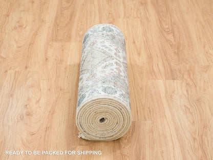 Shiraz Tribal & Geometric hand-knotted wool runner in Ivory, 2'7" x 18' — SKU O065610 (view 6)