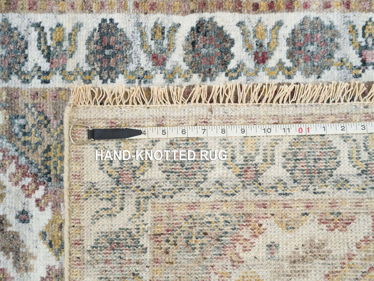 Shiraz Tribal & Geometric hand-knotted wool runner in Ivory, 2'7" x 18' — SKU O065610 (view 8)