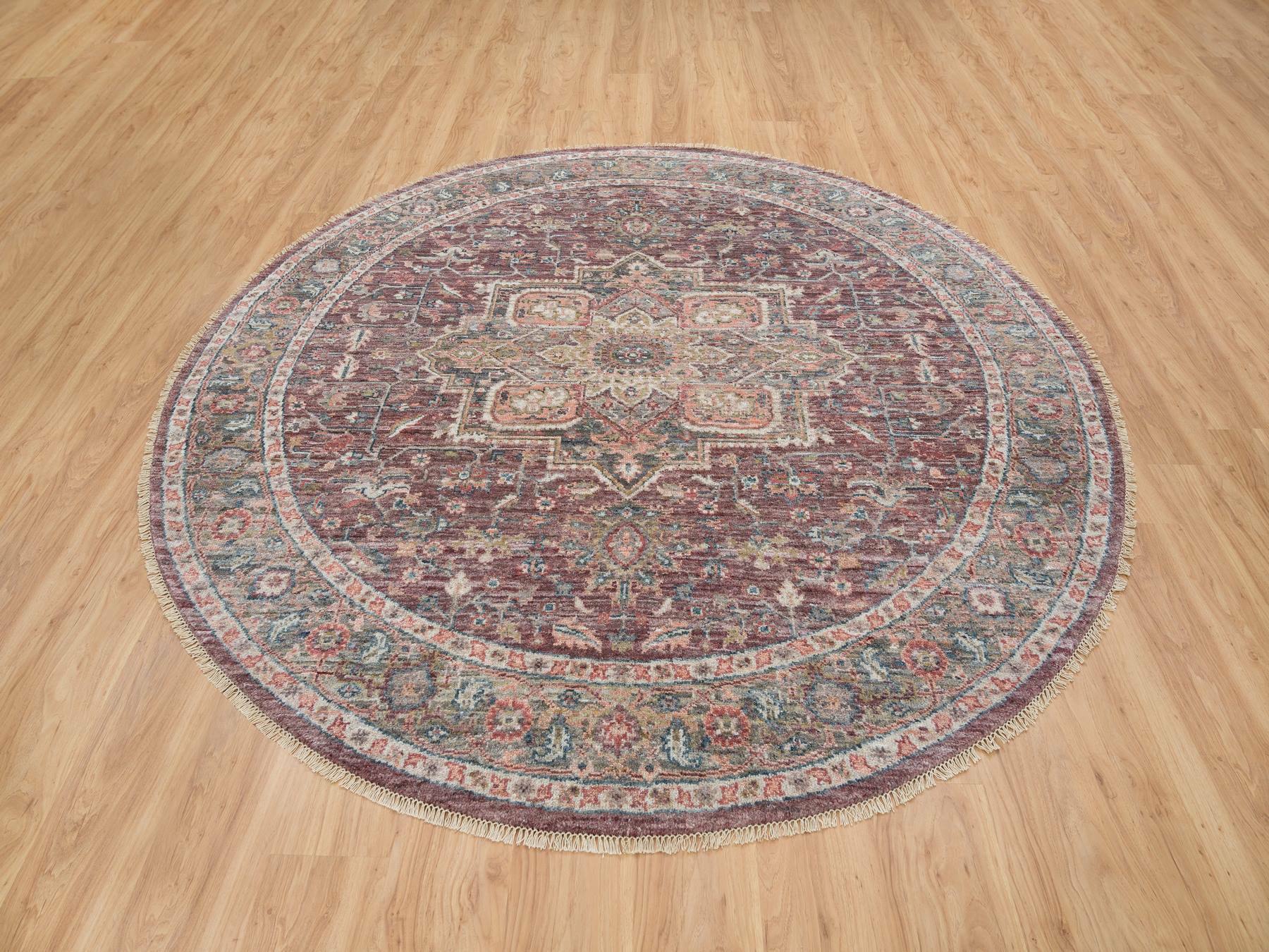 Heriz Tribal & Geometric hand-knotted wool rug in Red & Gray, 8' x 8' — SKU O065612 (view 2)