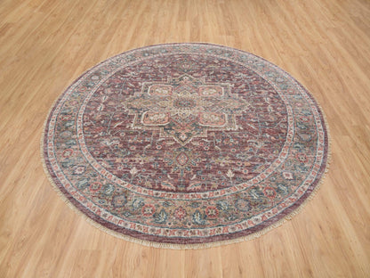 Heriz Tribal & Geometric hand-knotted wool rug in Red & Gray, 8' x 8' — SKU O065612 (view 2)