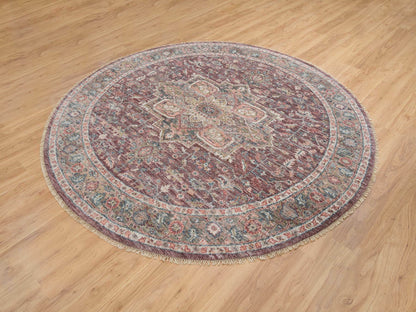 Heriz Tribal & Geometric hand-knotted wool rug in Red & Gray, 8' x 8' — SKU O065612 (view 3)