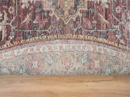 Heriz Tribal & Geometric hand-knotted wool rug in Red & Gray, 8' x 8' — SKU O065612 (view 4)