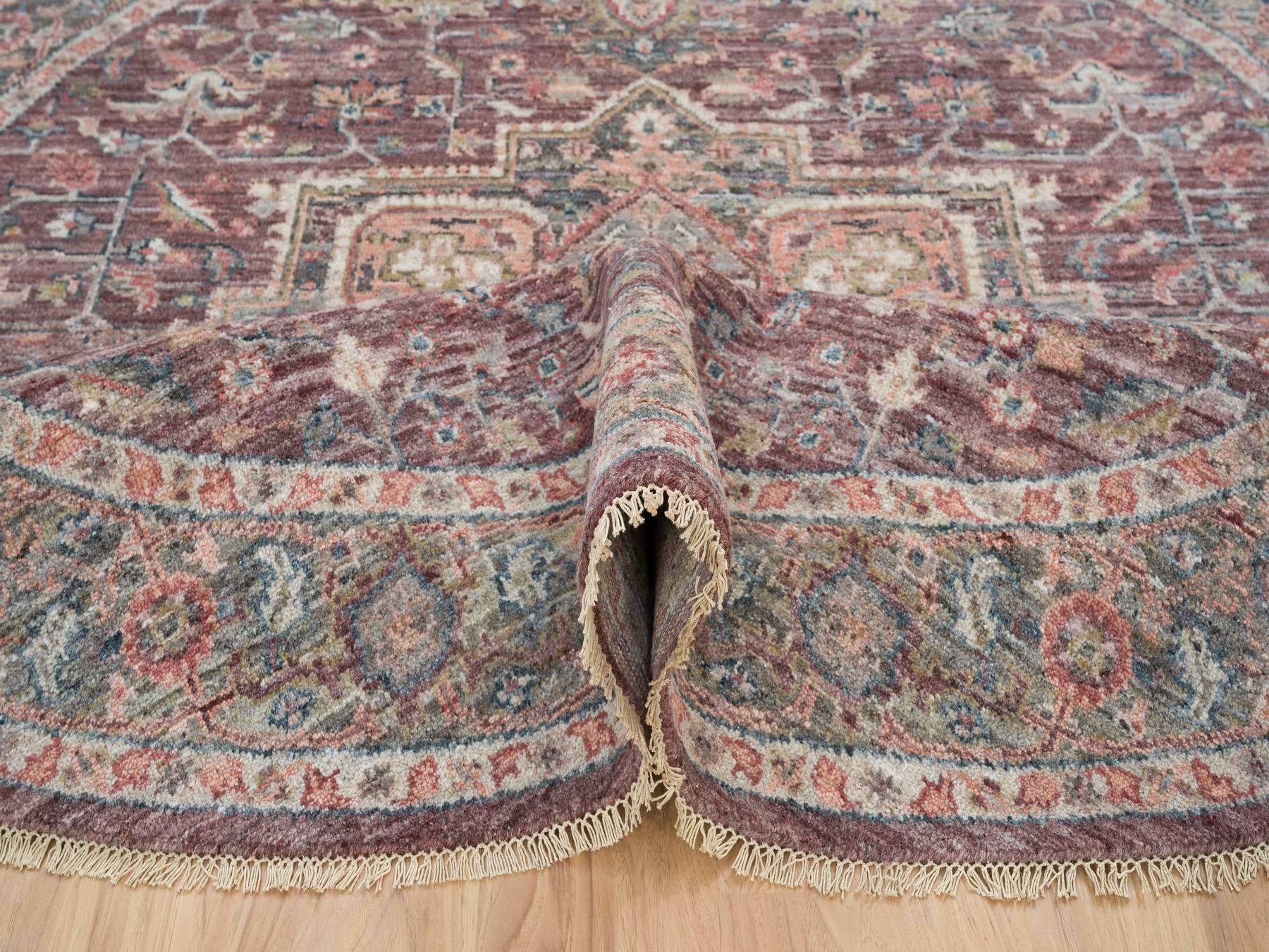 Heriz Tribal & Geometric hand-knotted wool rug in Red & Gray, 8' x 8' — SKU O065612 (view 5)