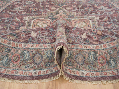 Heriz Tribal & Geometric hand-knotted wool rug in Red & Gray, 8' x 8' — SKU O065612 (view 5)