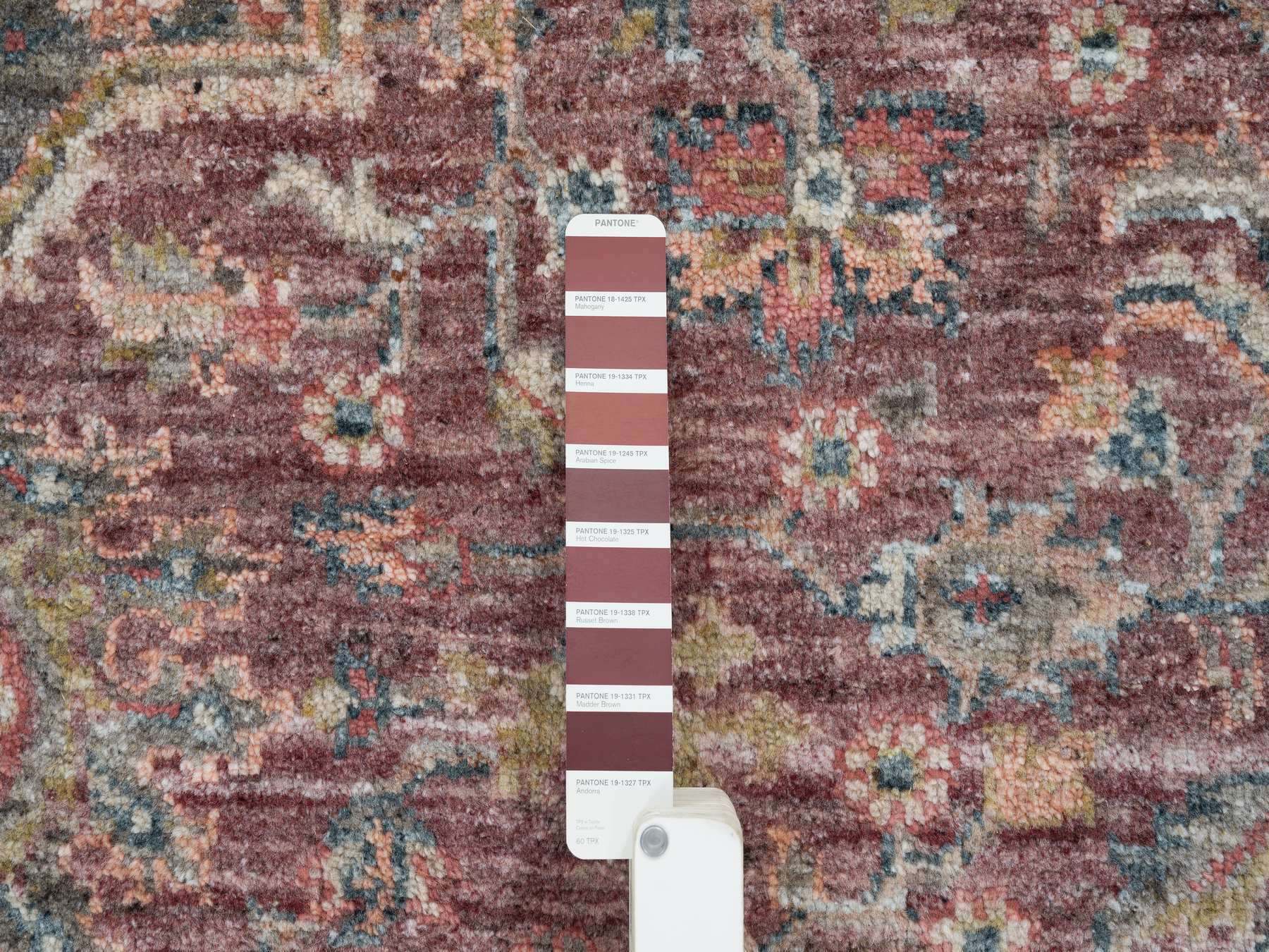 Heriz Tribal & Geometric hand-knotted wool rug in Red & Gray, 8' x 8' — SKU O065612 (view 7)