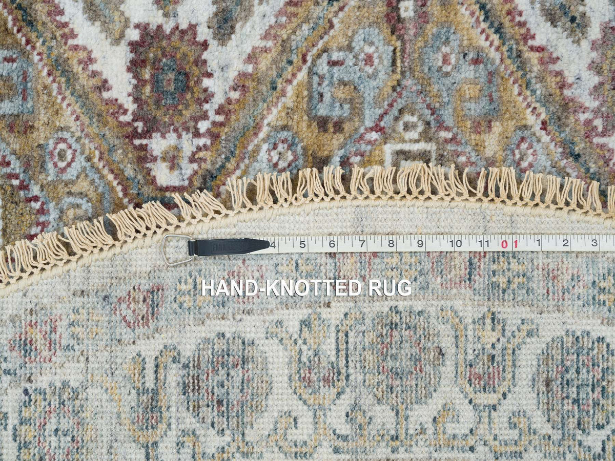 Shiraz Tribal & Geometric hand-knotted wool rug in Ivory, 5'10" x 5'10" — SKU O065615 (view 8)