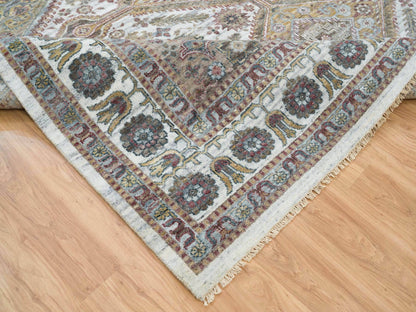 Shiraz Tribal & Geometric hand-knotted wool rug in Ivory, 9'10" x 10' — SKU O065618 (view 6)