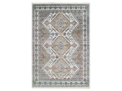 Shiraz Tribal & Geometric hand-knotted wool rug in Ivory, 12' x 17'10" — SKU O065621