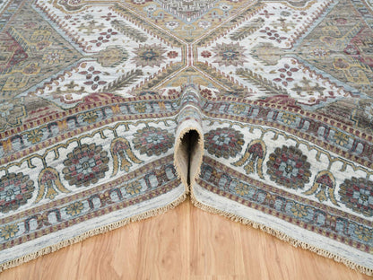 Shiraz Tribal & Geometric hand-knotted wool rug in Ivory, 12' x 17'10" — SKU O065621 (view 5)