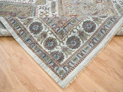 Shiraz Tribal & Geometric hand-knotted wool rug in Ivory, 12' x 17'10" — SKU O065621 (view 6)