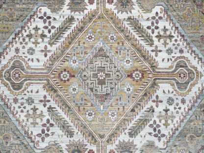 Shiraz Tribal & Geometric hand-knotted wool rug in Ivory, 12' x 17'10" — SKU O065621 (view 8)
