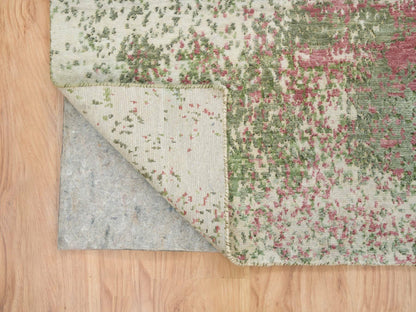 Green 9'0" x 11'10" Modern and Contemporary Hand knotted Wool Rug - Sku: O065623