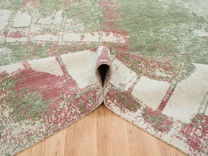 Green 9'0" x 11'10" Modern and Contemporary Hand knotted Wool Rug - Sku: O065623