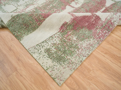 Green 9'0" x 11'10" Modern and Contemporary Hand knotted Wool Rug - Sku: O065623